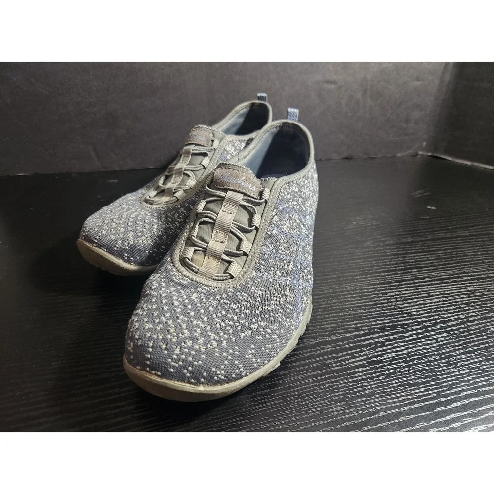 Skechers Relaxed Fit Memory Foam Gray Knit Slip On Sneakers‎ 23008 Womens 9.5